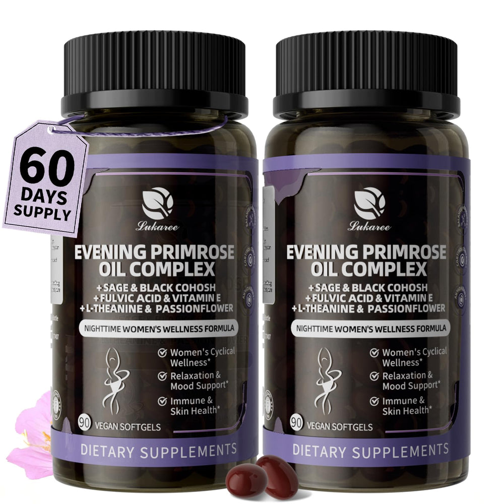 Lukaree 2-pack Evening Primrose Oil Complex bottles front view
