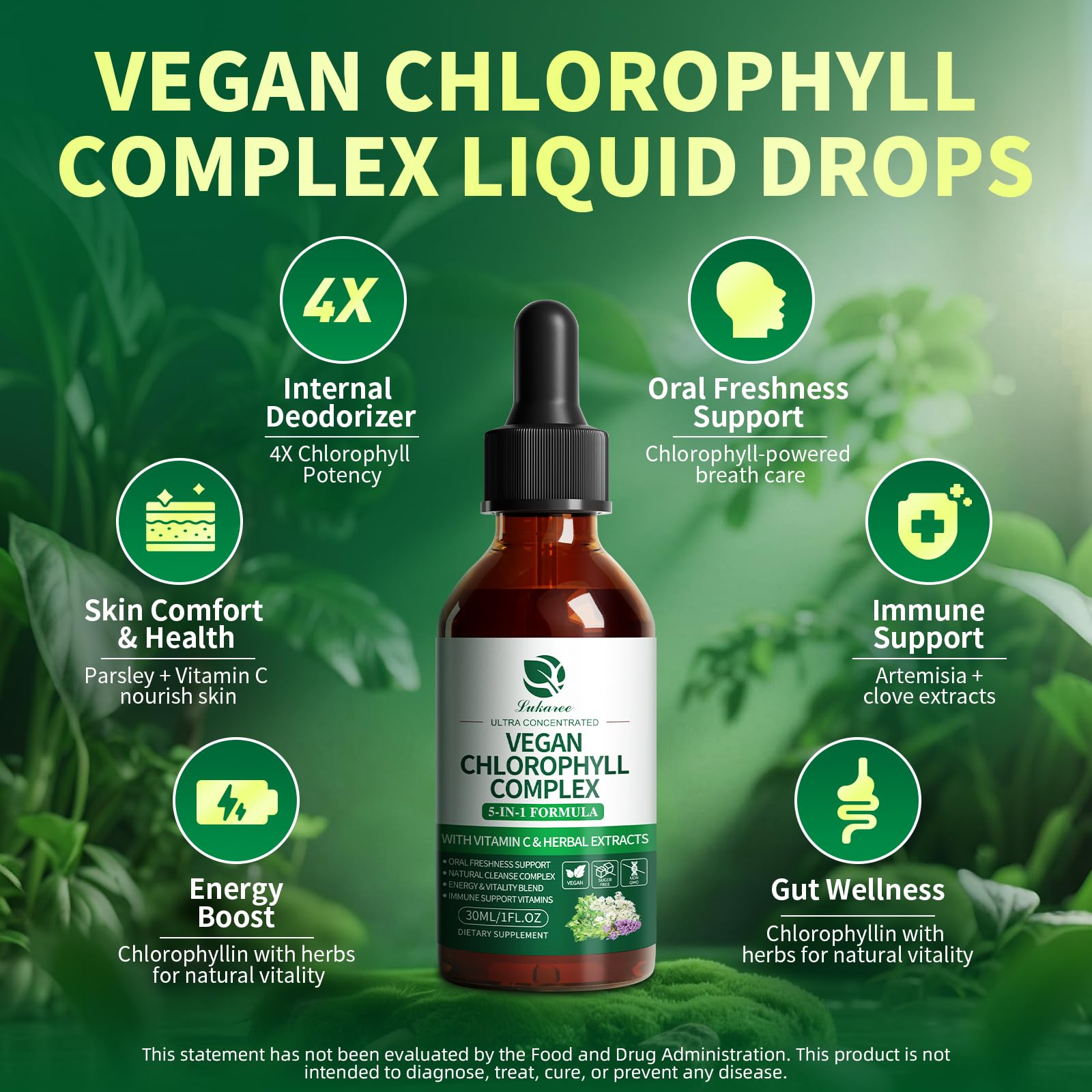 Chlorophyll Drops ingredients: cloves, Artemisia absinthium, parsley