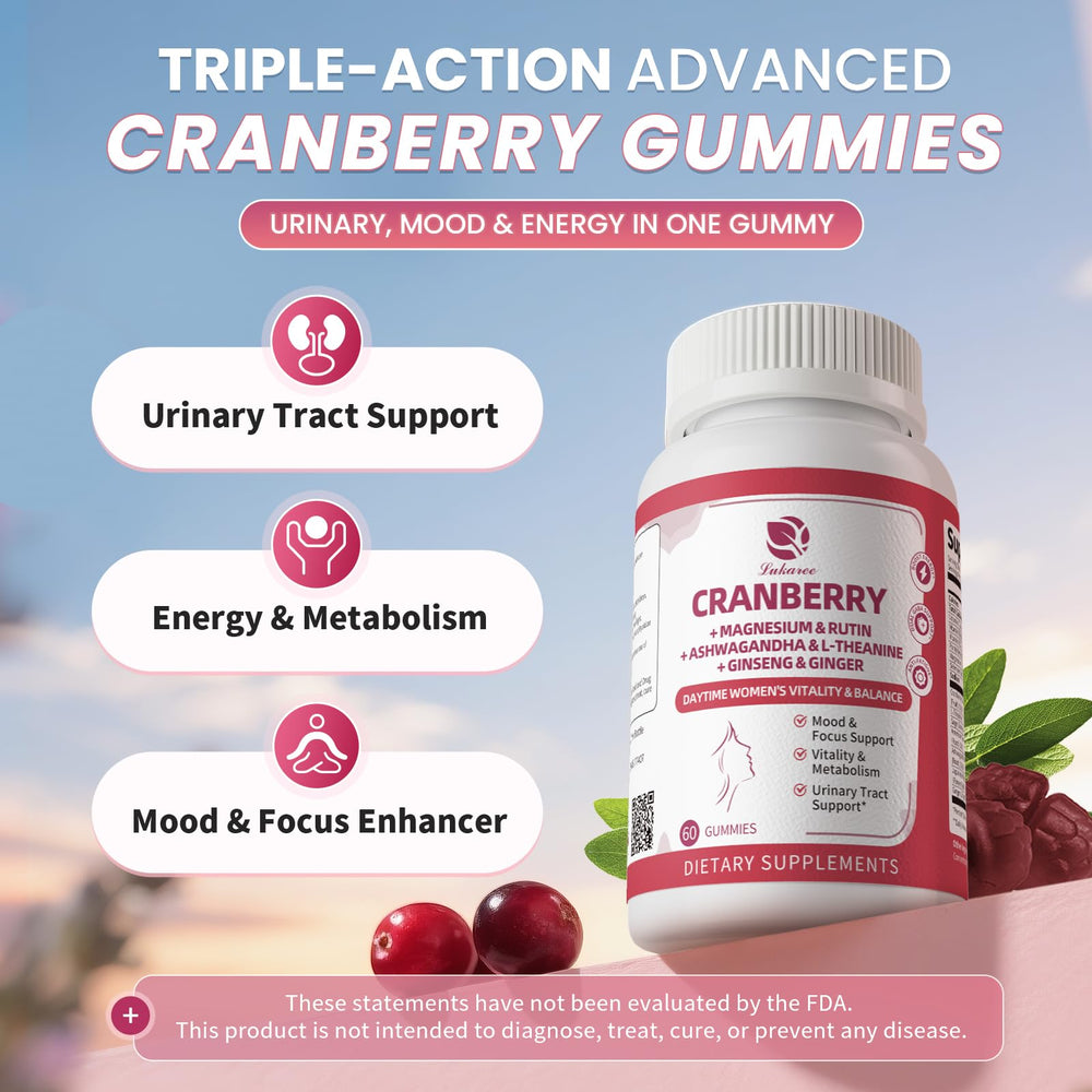 60-count cranberry gummy supplements for women's health
