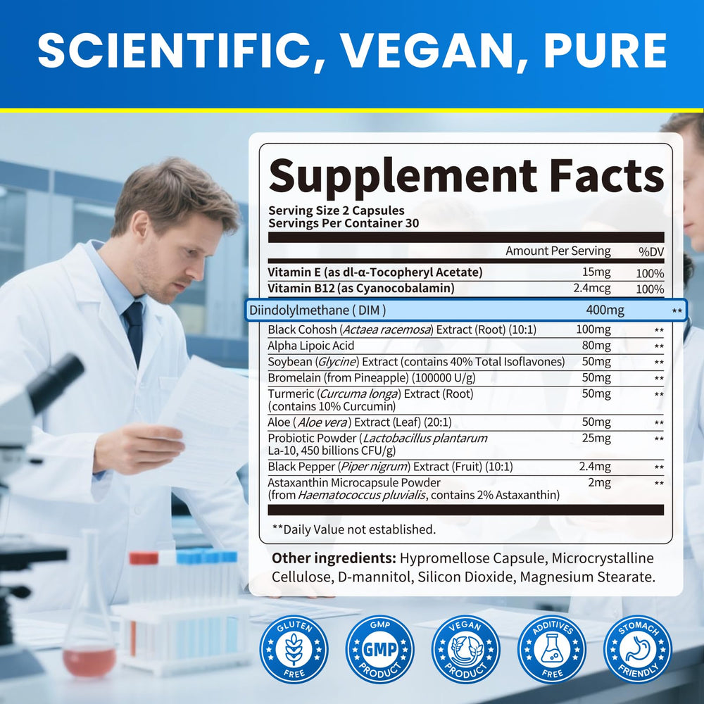 Dosage instruction card showing transition from 1 to 2 capsules