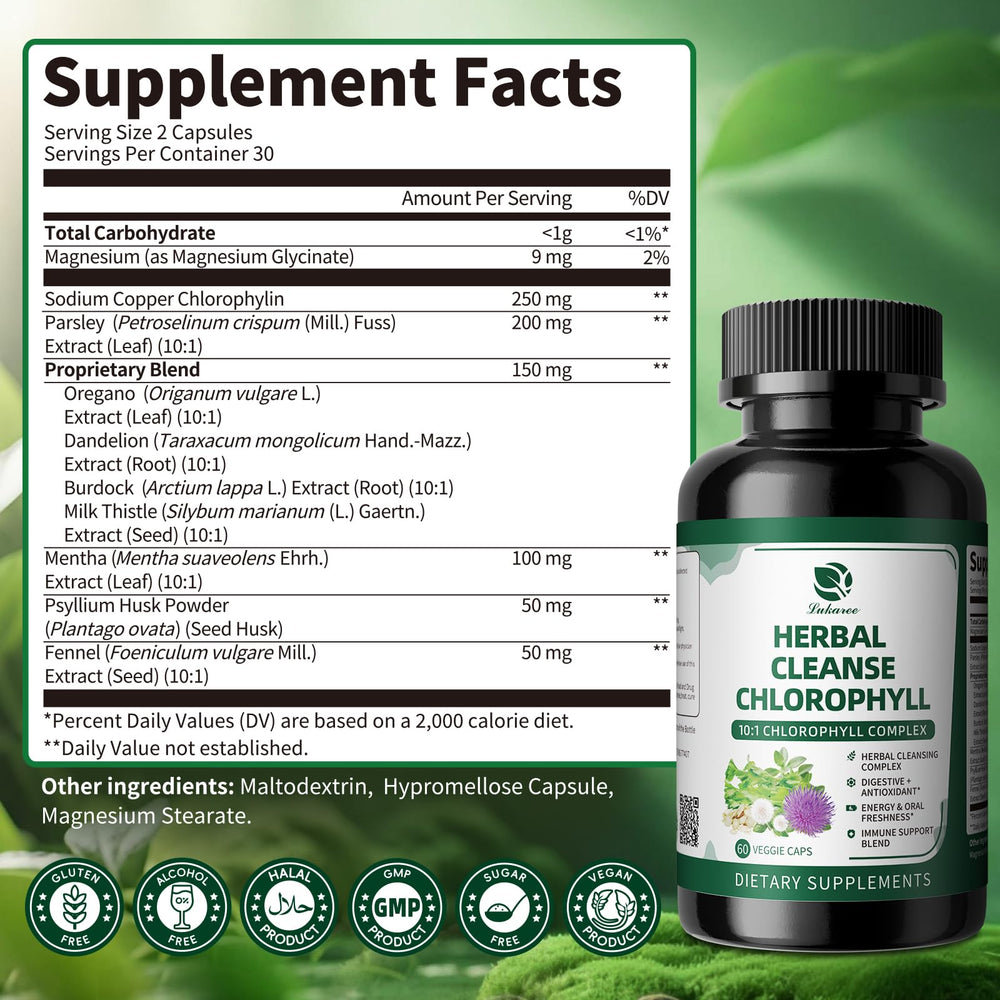Long-term cleansing chlorophyll capsules for detox