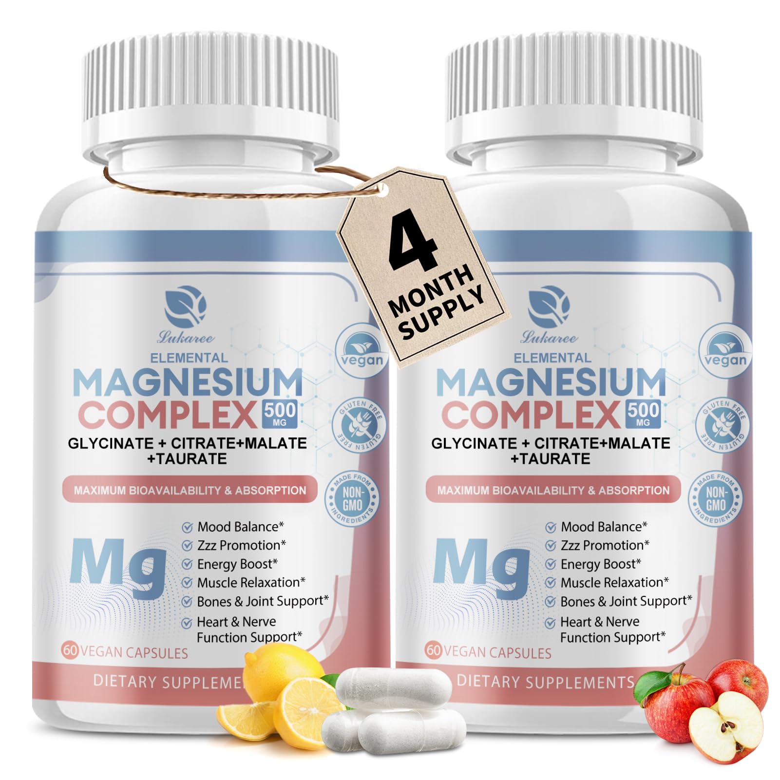 Lukaree Magnesium Complex bottle with 120 vegan capsules