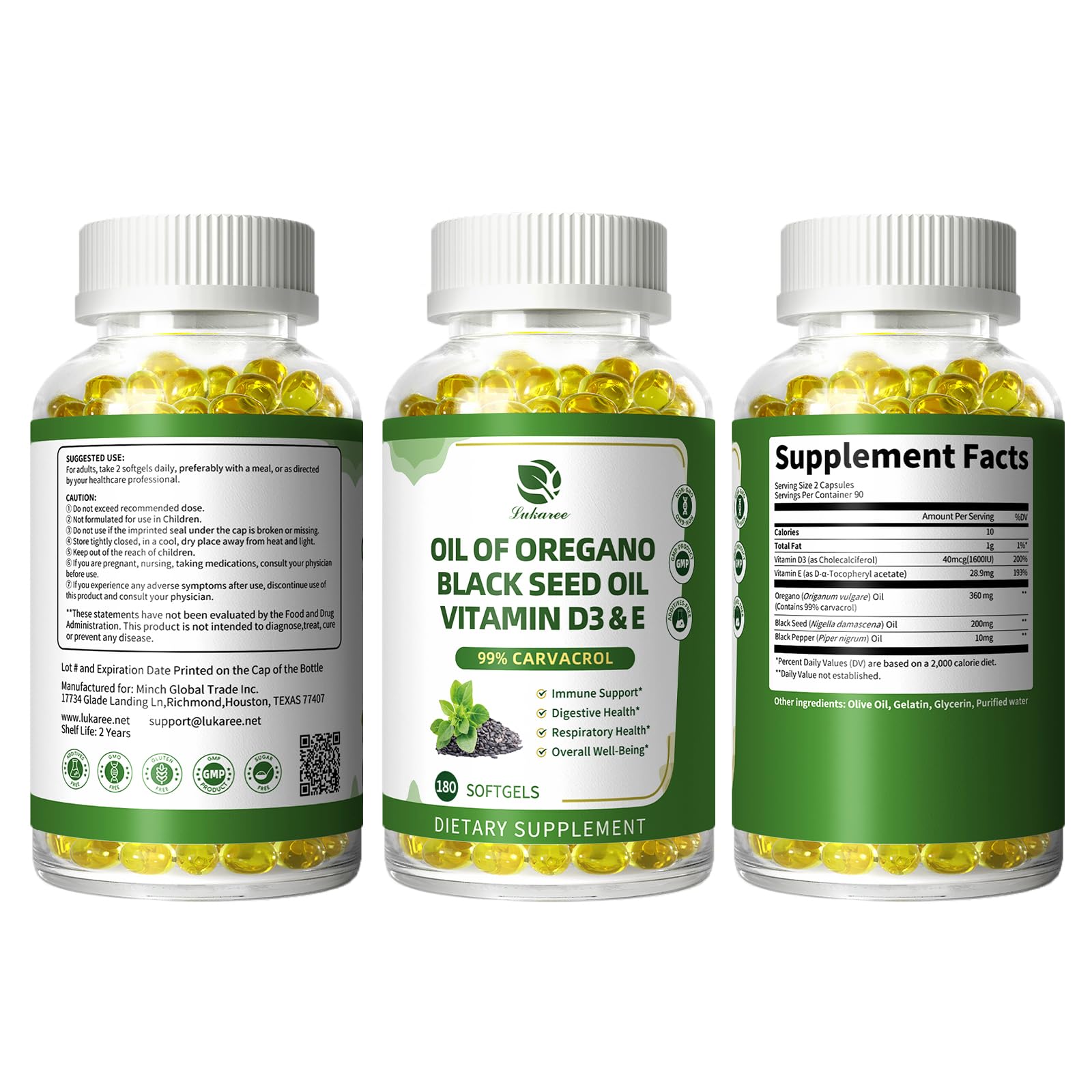 Lifestyle shot with Lukaree oregano oil capsules on a desk