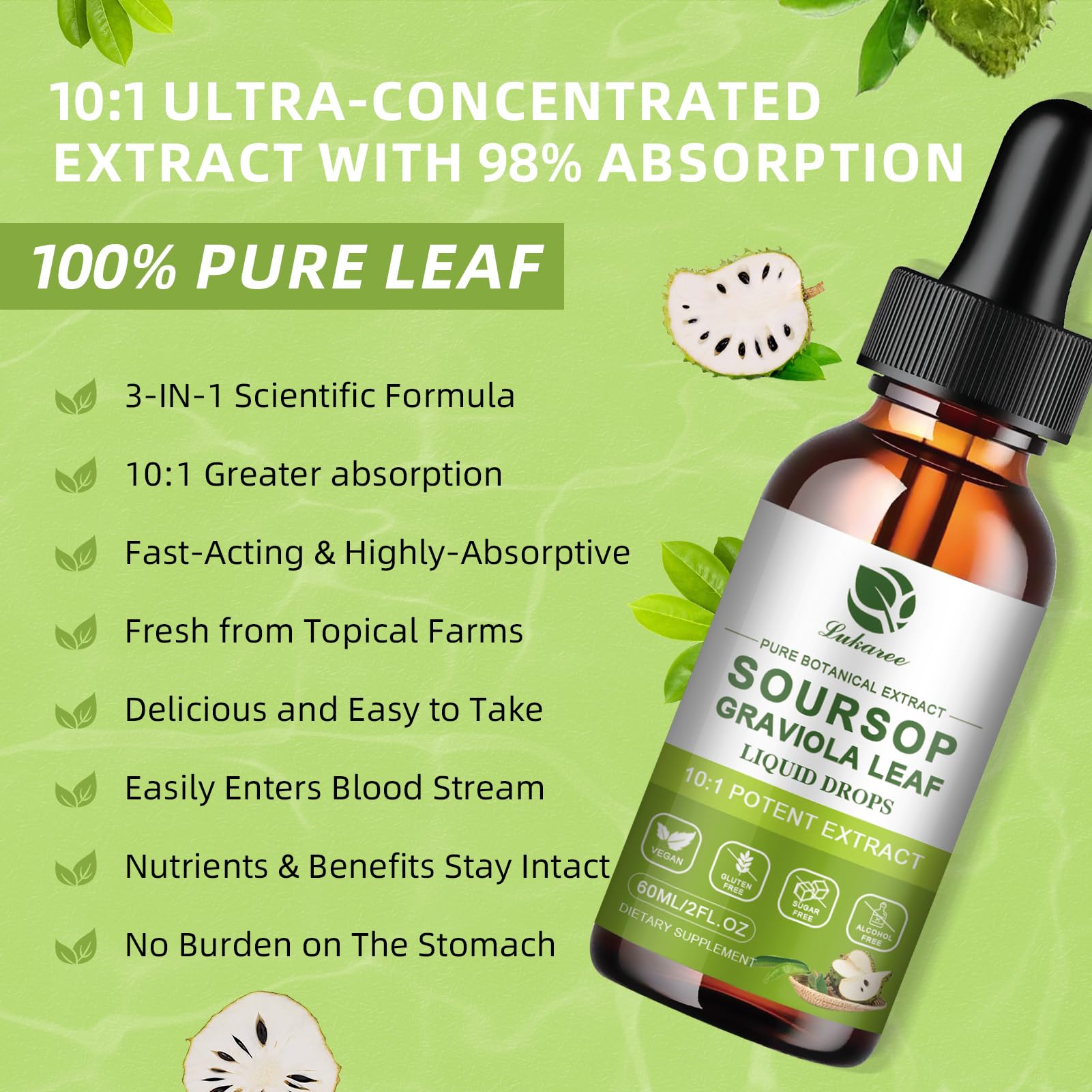 10:1 ultra-concentrated soursop leaves extract drops
