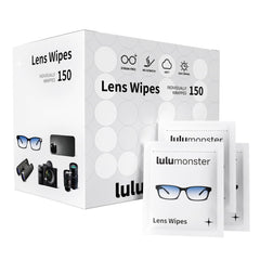 Lulumonster lens wipes packaging showing 150 wipes
