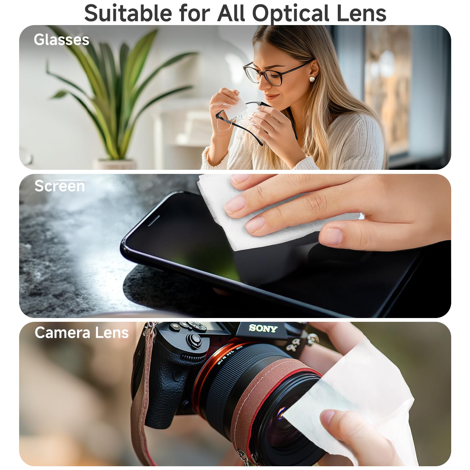 Sunglasses being cleaned on the go with Lulumonster wipe