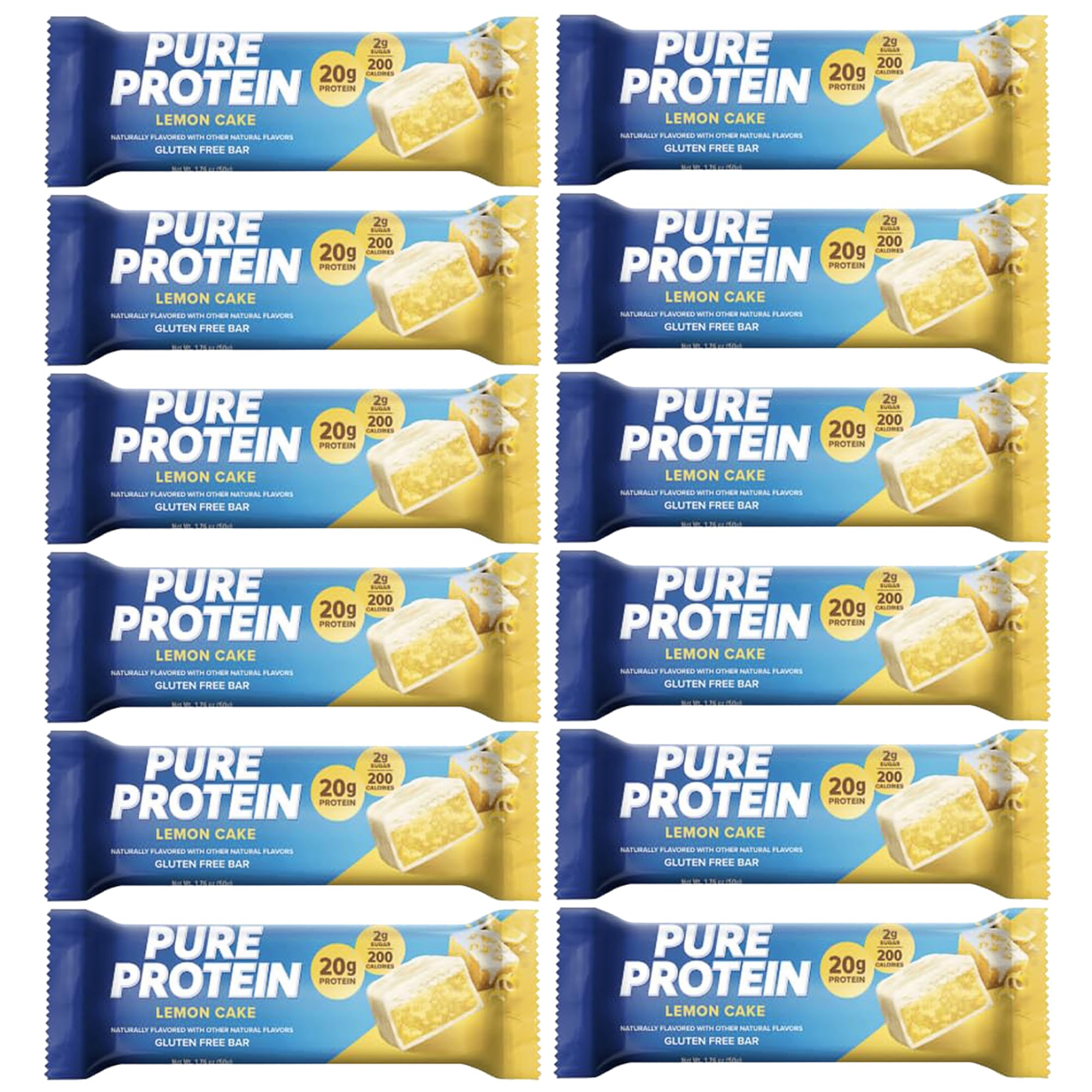 Lulurose Pure Protein Bars Lemon Cake front-pack image shows protein-rich nutrition for active days.