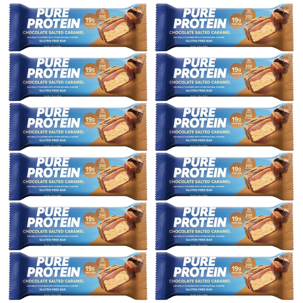 lulurose Pure Protein Bars Salted Chocolate Caramel box-front, high-protein snack option