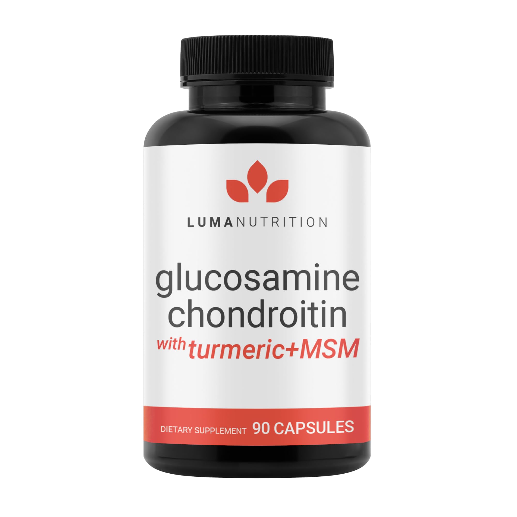 Bottle of Luma Glucosamine Chondroitin MSM Turmeric and Boswellia 90 capsules