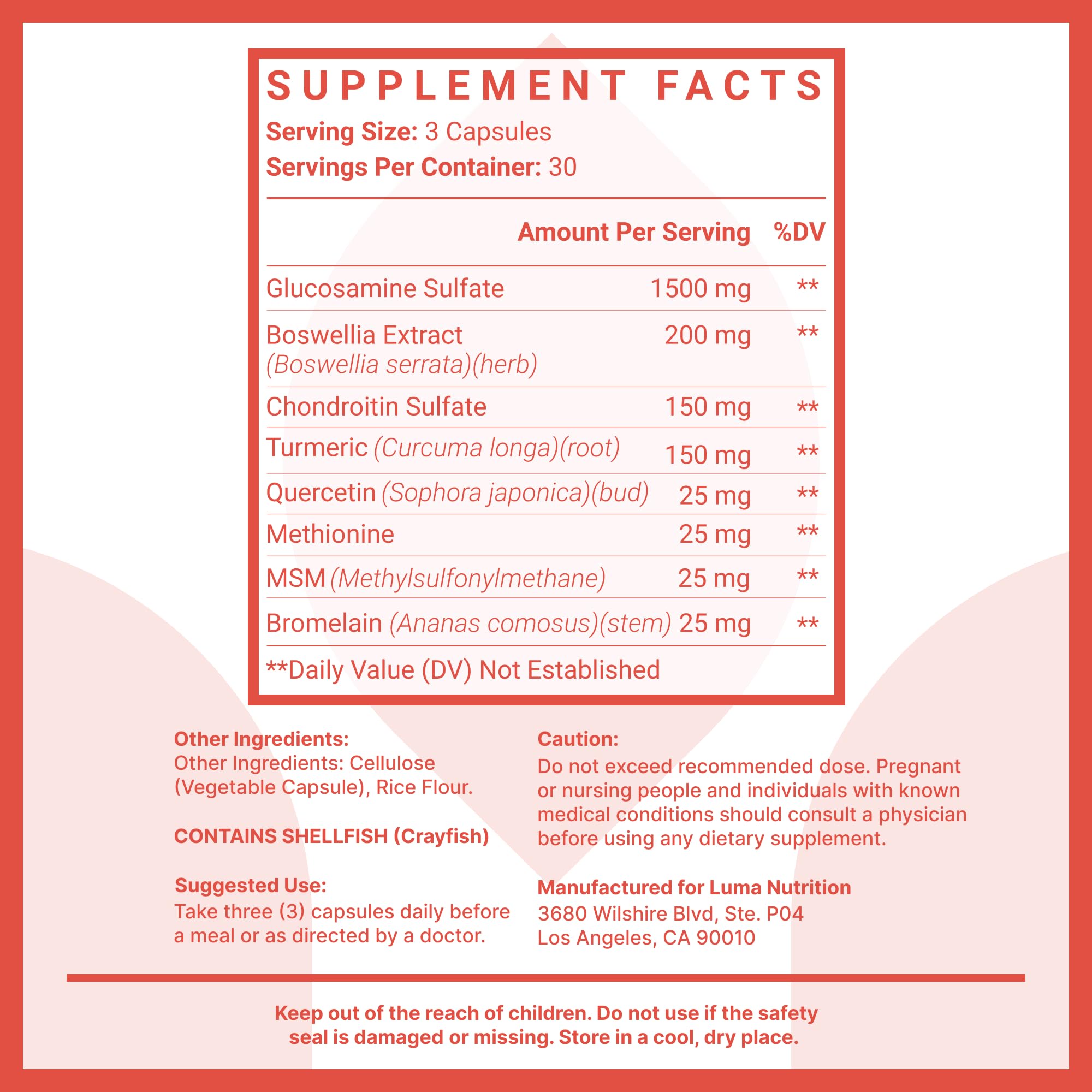 Packaging label highlighting joint health benefits