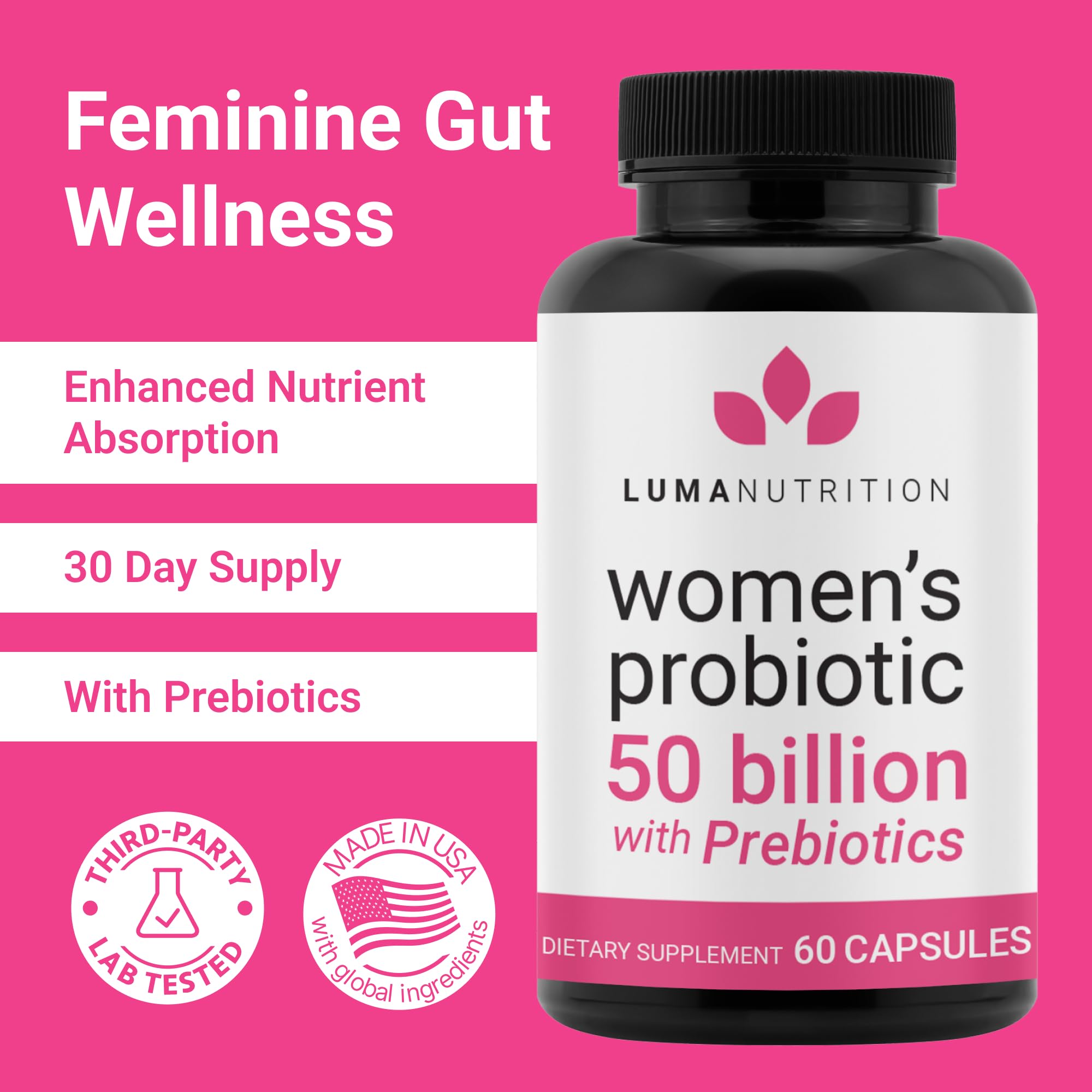 Product visual highlighting 50 Billion CFU and prebiotics