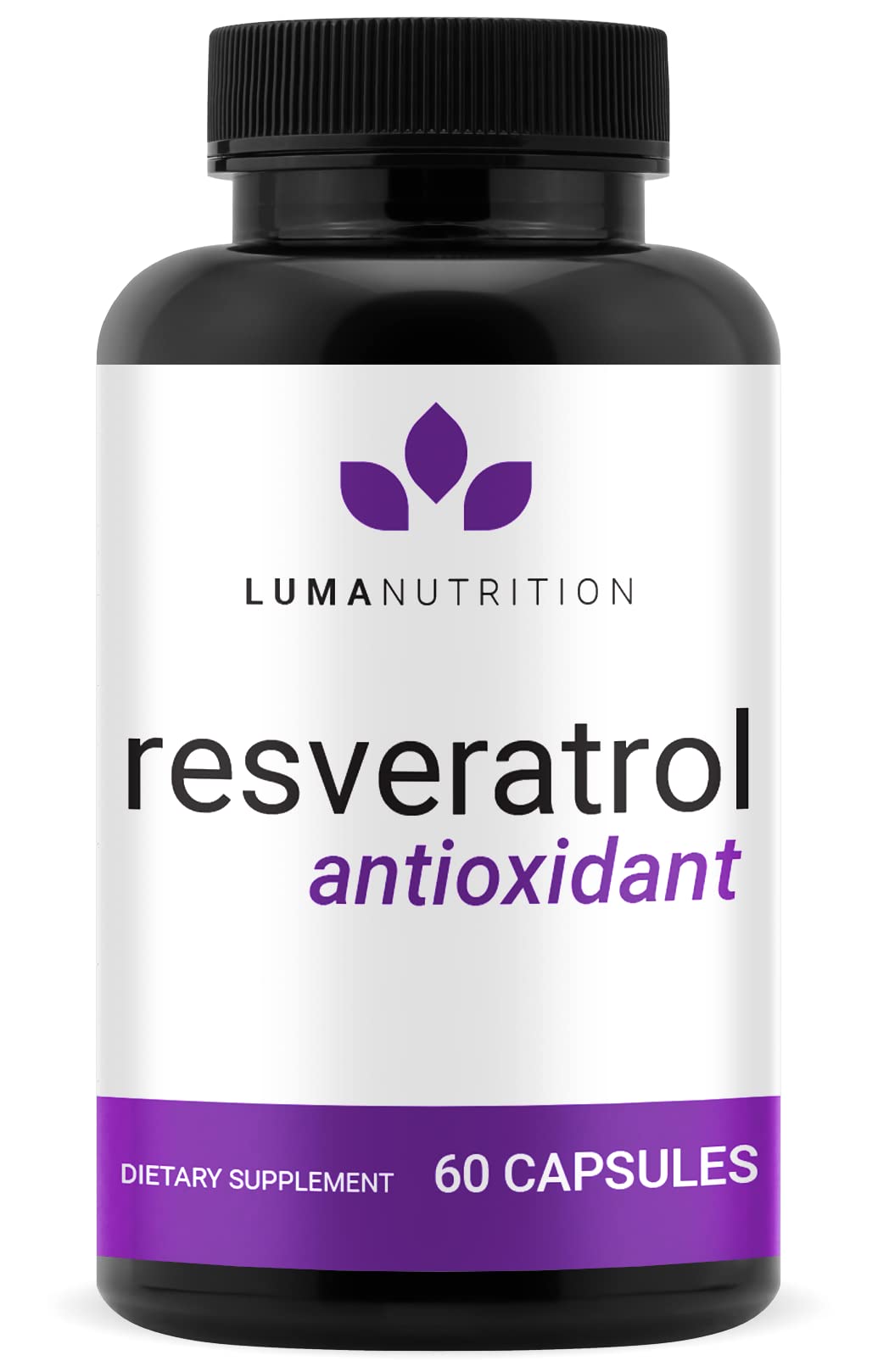 Luma Nutrition Resveratrol bottle showing 98% Trans-Resveratrol 600mg capsules