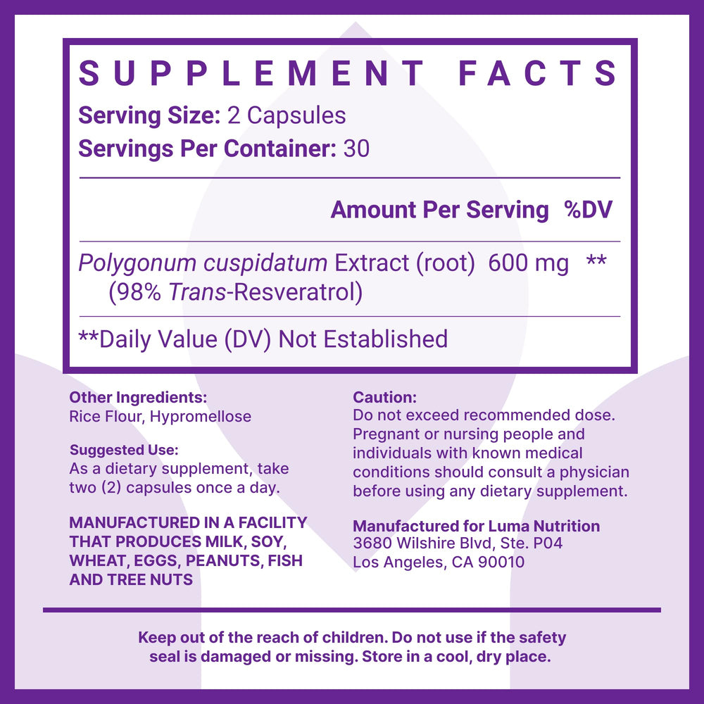 Vegan and gluten-free resveratrol capsules