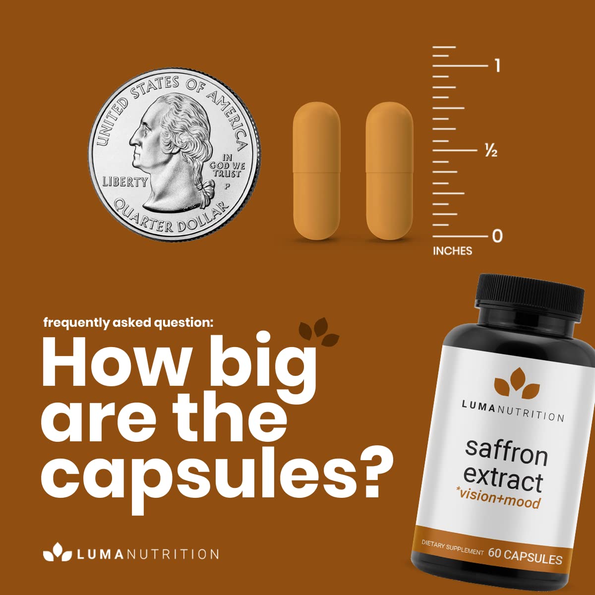 Made in USA saffron capsule bottle display