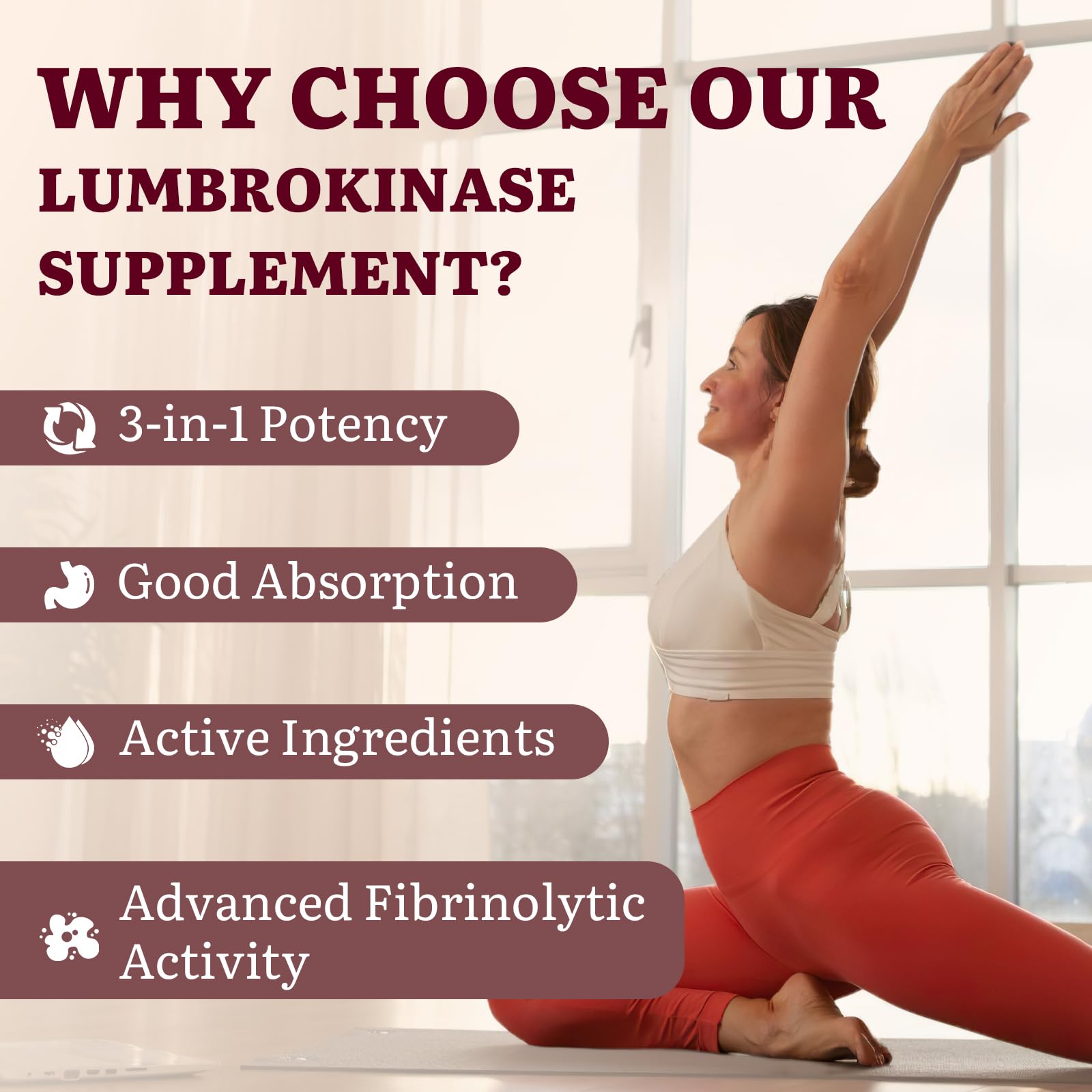Lumbrokinase enzyme supplement capsules in bottle