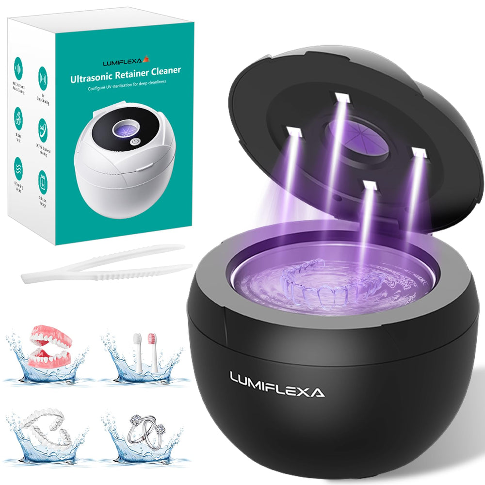 Lumiflexa Ultrasonic Retainer Cleaner front view in black