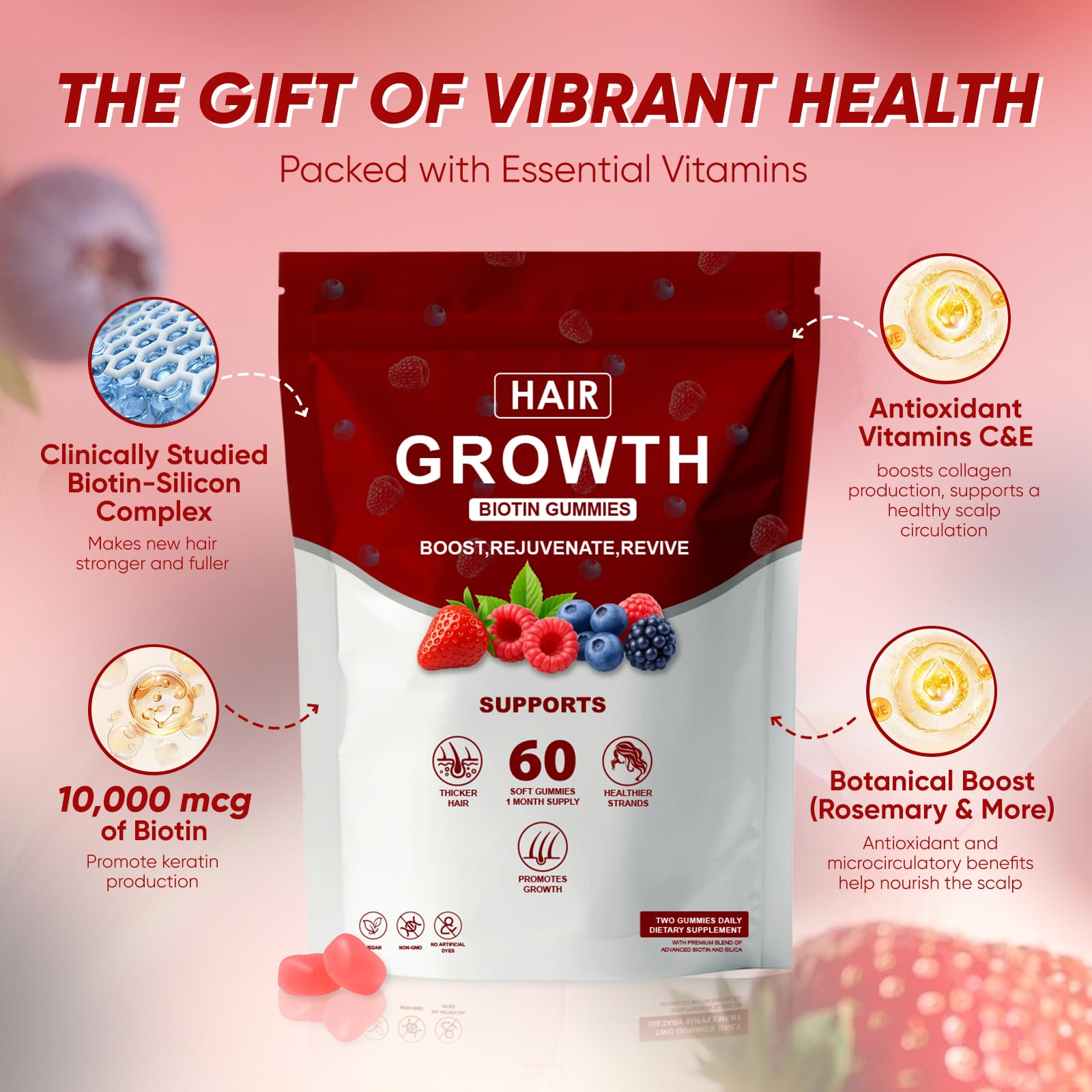 Close-up of a single chewable gummy