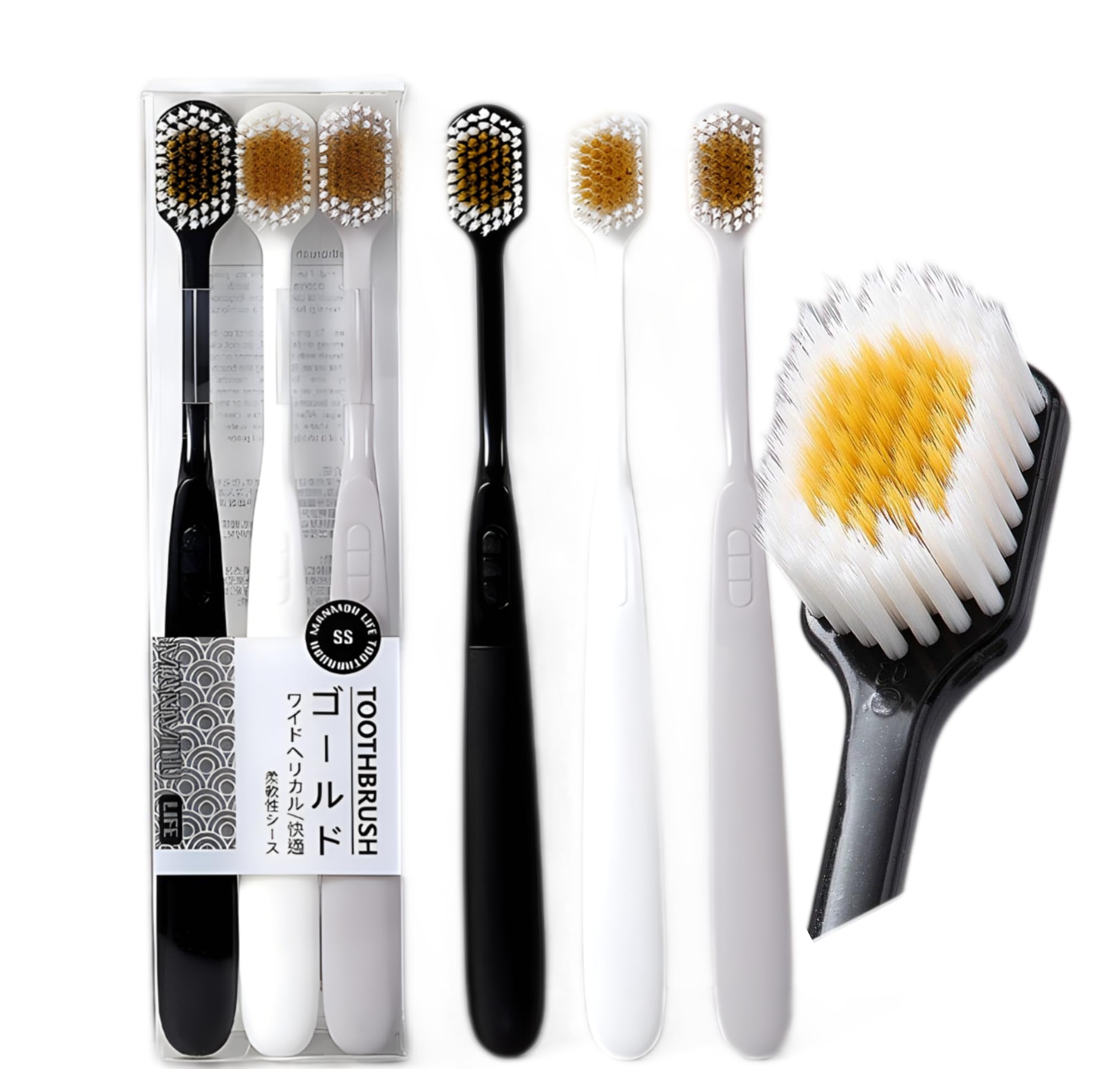 LuminaLife Japanese wide-head manual soft toothbrush in gift box