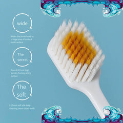 Close-up of soft bristles cleaning teeth
