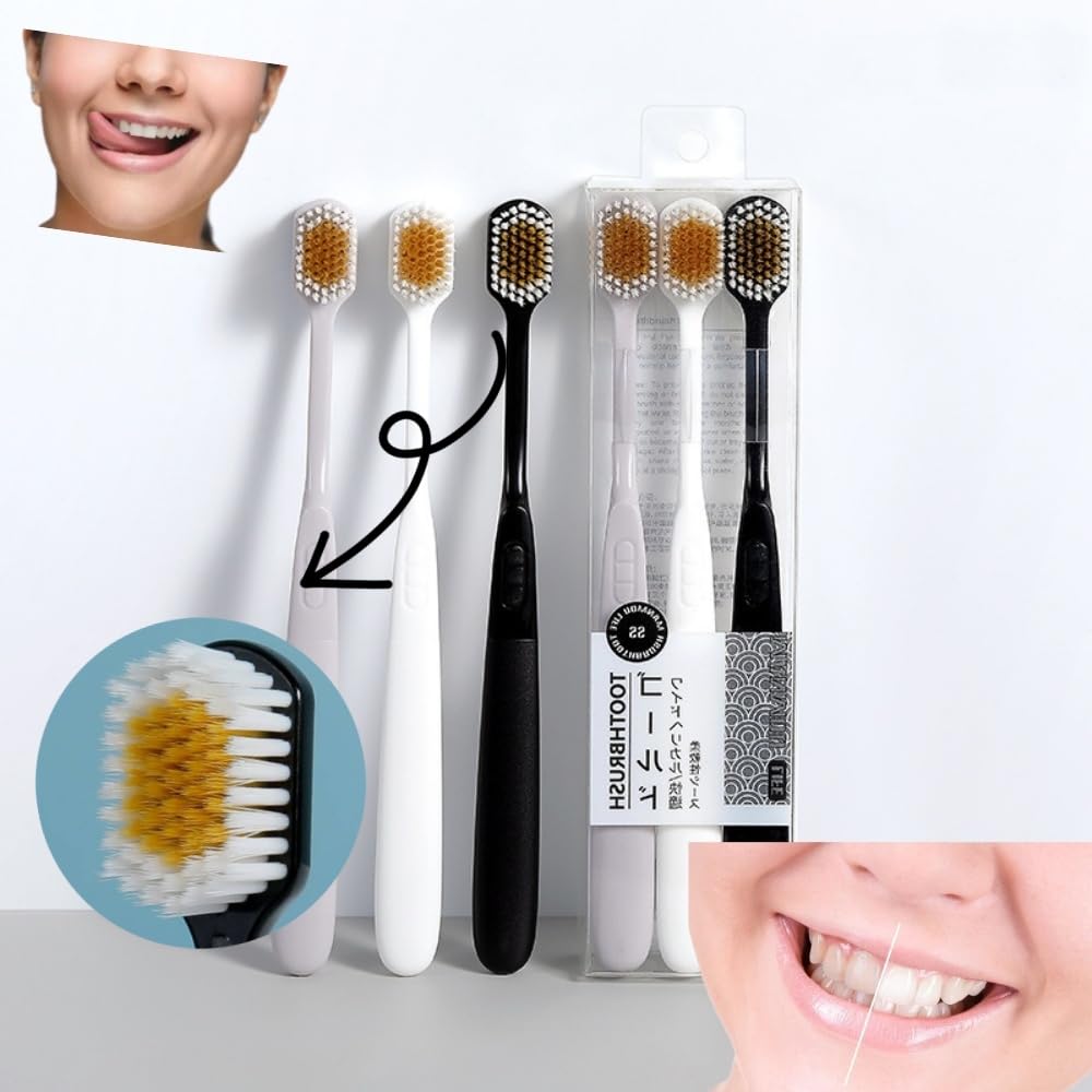 LuminaLife wide-head soft-bristled adult toothbrush close-up
