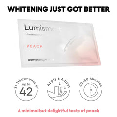 Whitening strip being applied to teeth Peach flavor