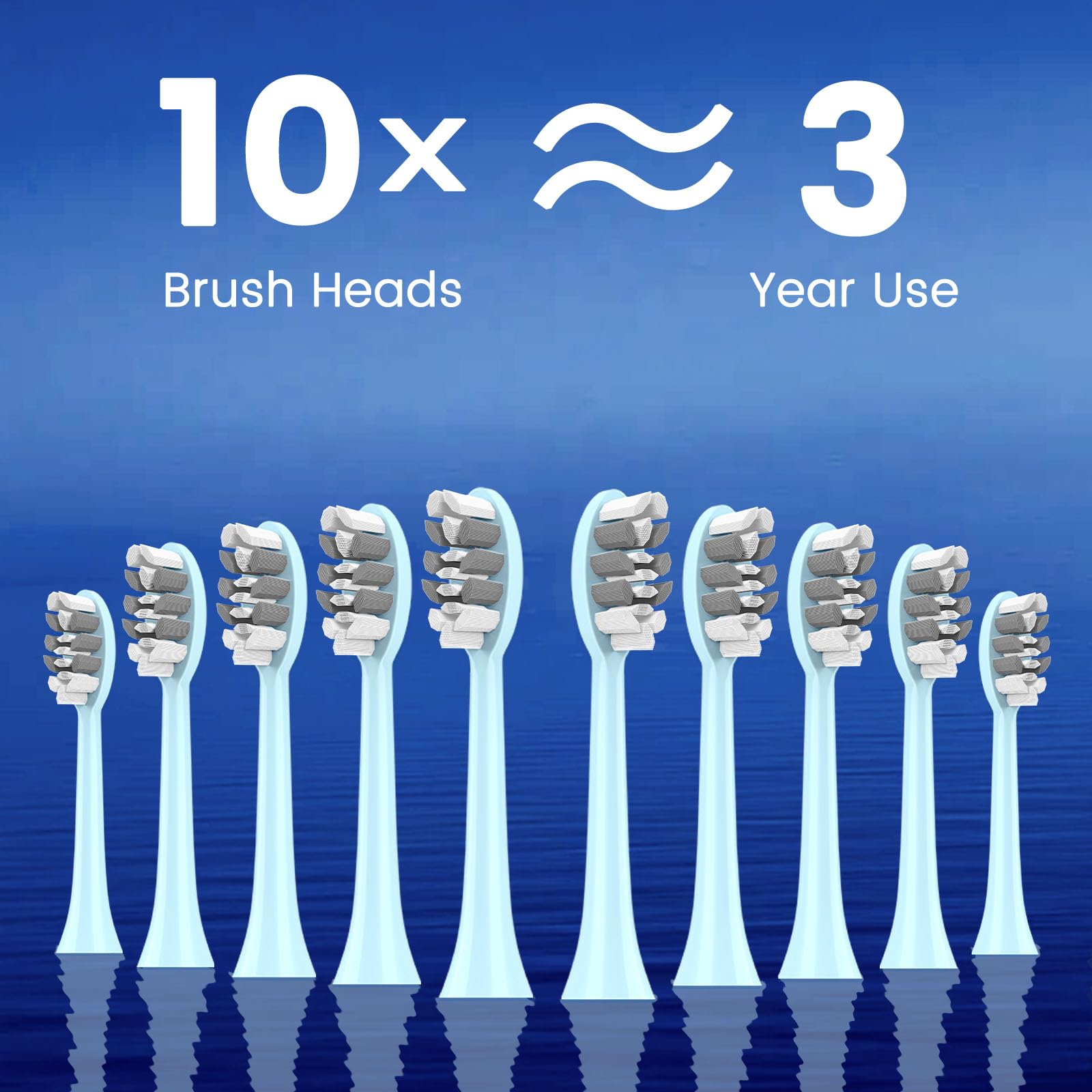 Kit of 10 replacement brush heads for Lumivoid toothbrush