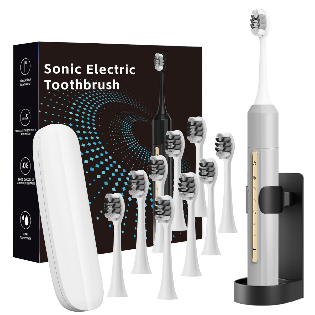 Lumivoid Sonic Electric Toothbrush silver front view