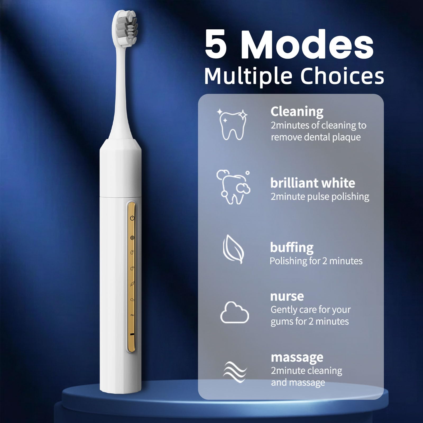 10 replacement brush heads included for Lumivoid toothbrush