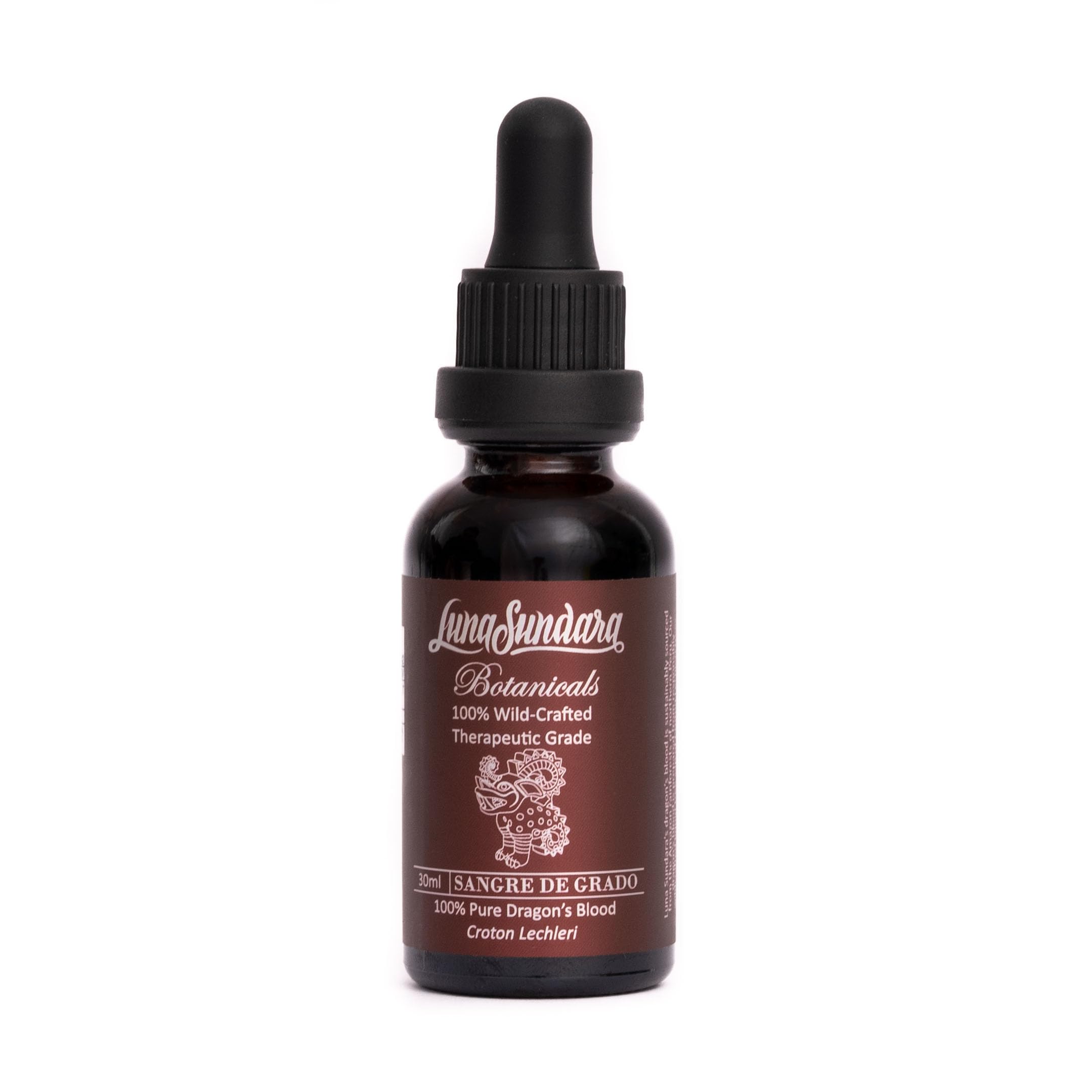 Front view of Luna Sundara Dragon's Blood 1 oz bottle