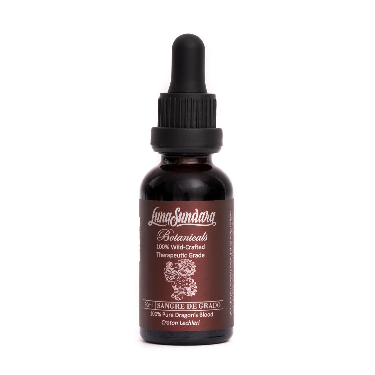 Front view of Luna Sundara Dragon's Blood 1 oz bottle