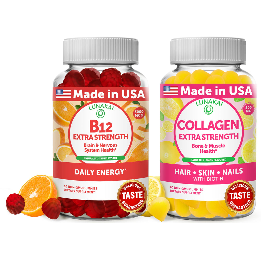 Lunakai Vitamin B12 and Collagen Gummies bottle label