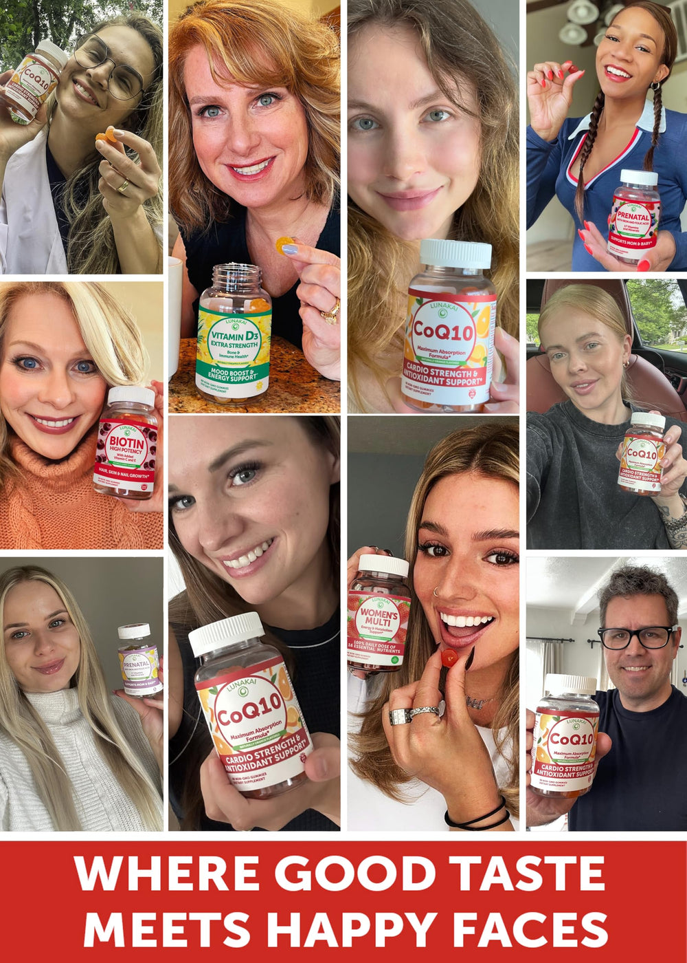 Orange-flavored Lunakai CoQ10 Gummies close-up