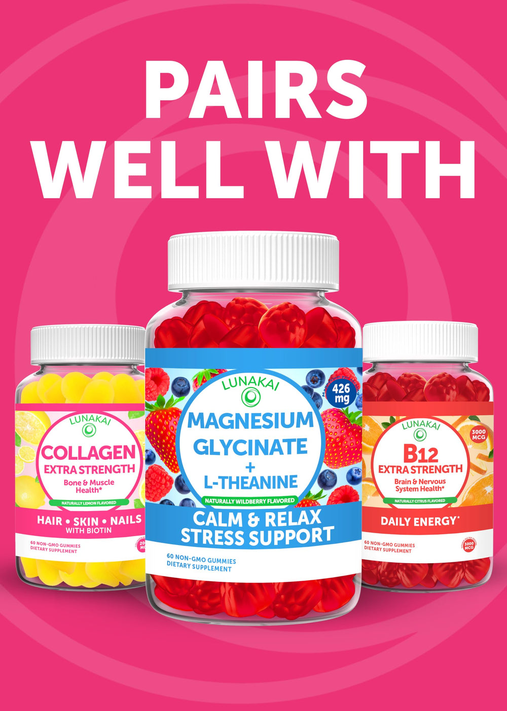 Third-party tested Lunakai D3 K2 gummy bottle