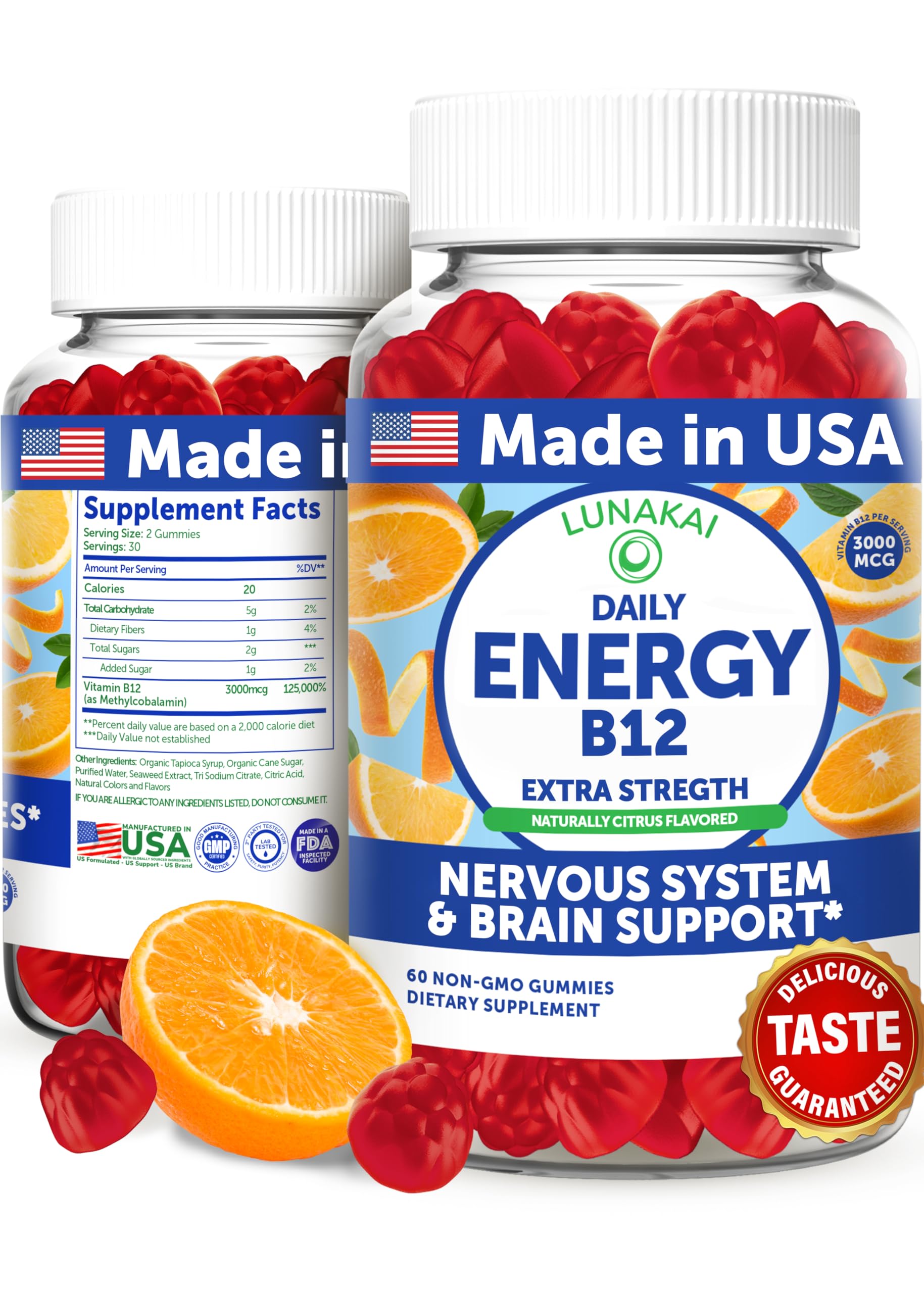 Lunakai Energy Gummies bottle and label