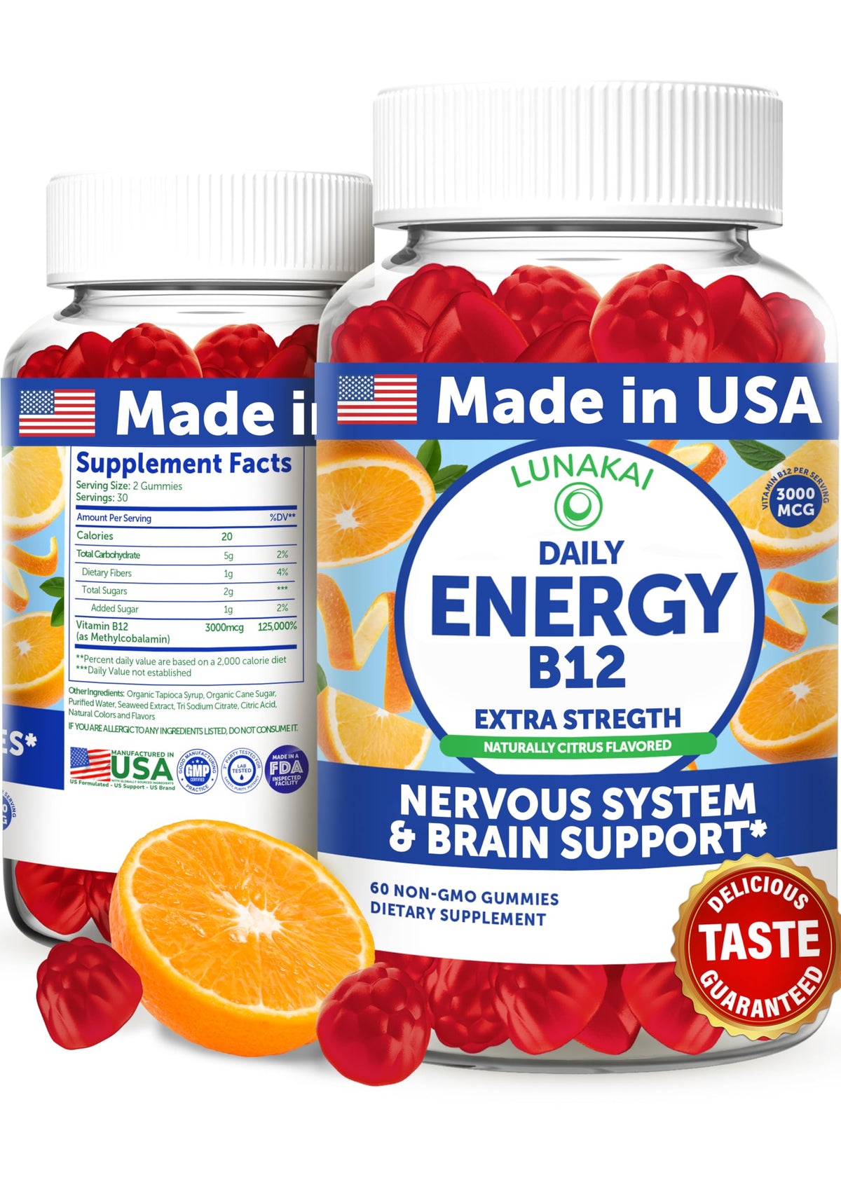 Lunakai Energy Gummies bottle and label