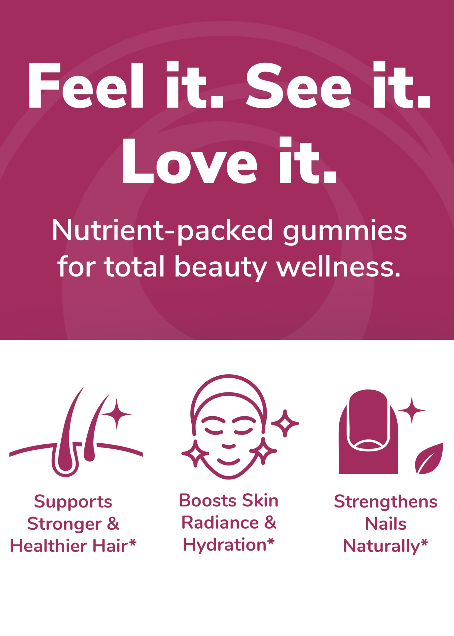 60-count Lunakai hair gummies on clean white surface