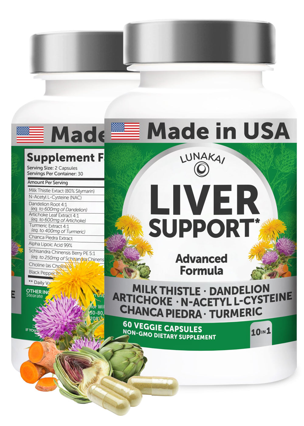 Lunakai Liver Cleanse Detox bottle and capsules