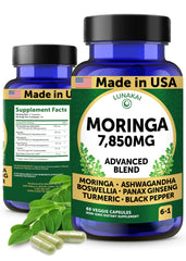 Lunakai Moringa capsules bottle front view - 60 capsules