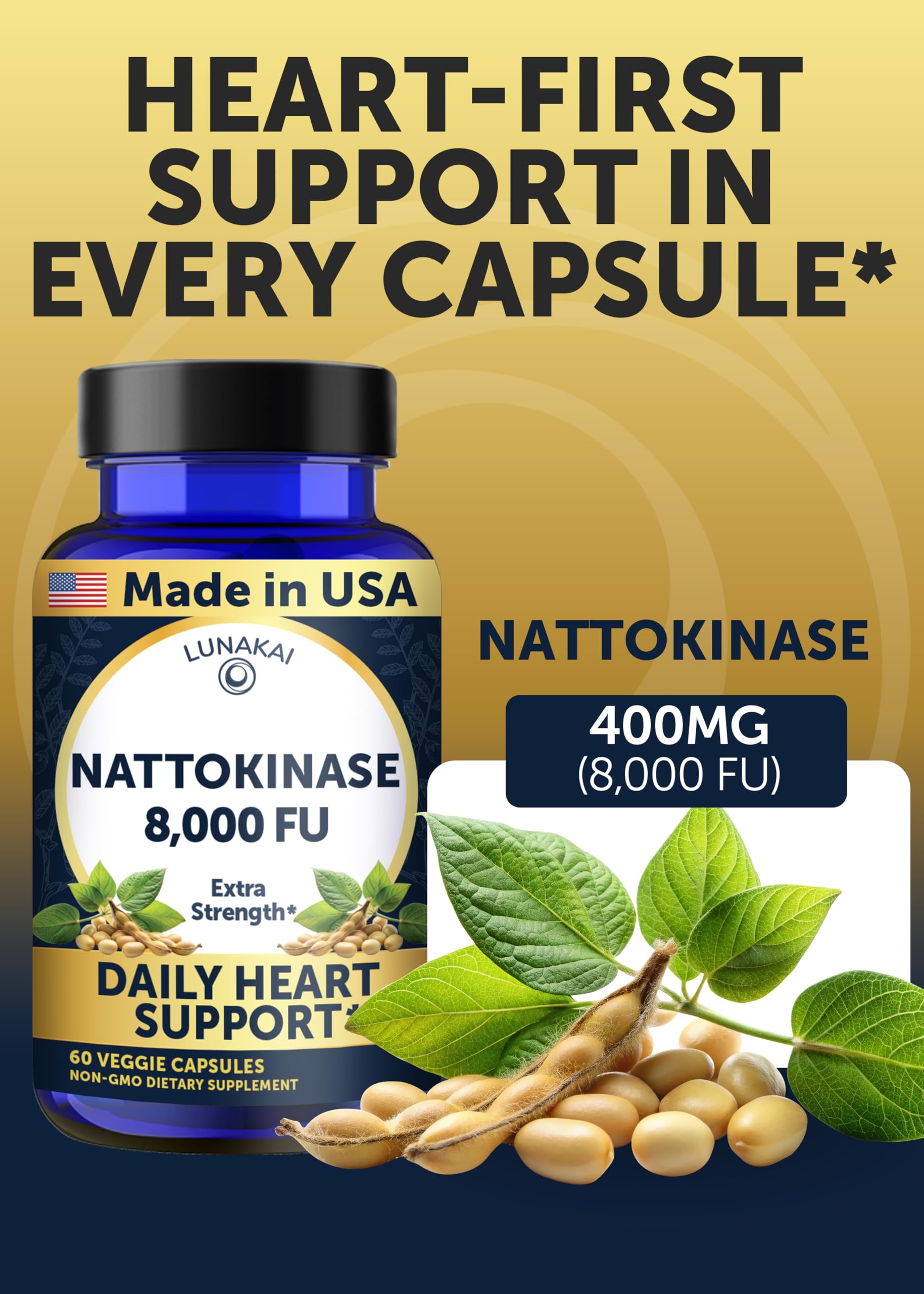 Two-capsule daily serving size for Lunakai nattokinase