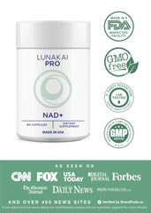 Lunakai PRO NAD+ NR Resveratrol bottle side angle
