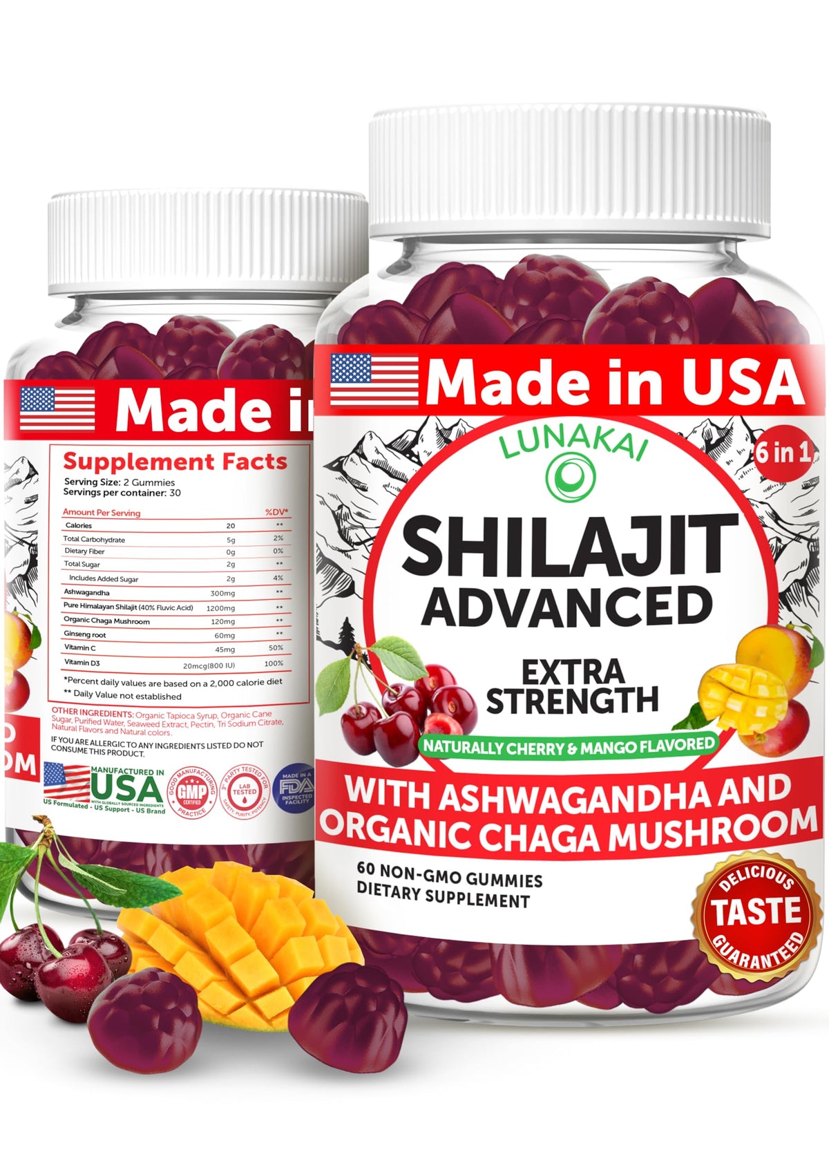Lunakai Shilajit Gummies bottle with 60 gummies – hero image