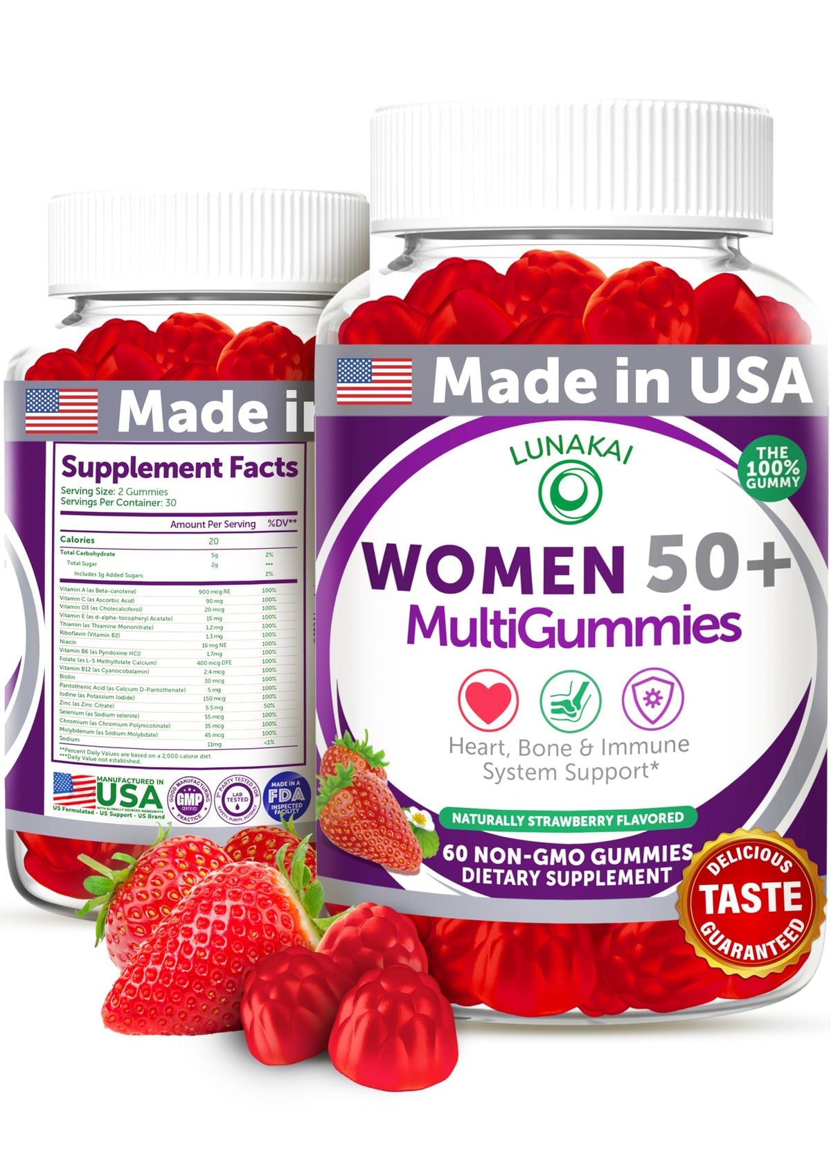 Lunakai 50+ Women’s Multivitamin Gummies bottle label