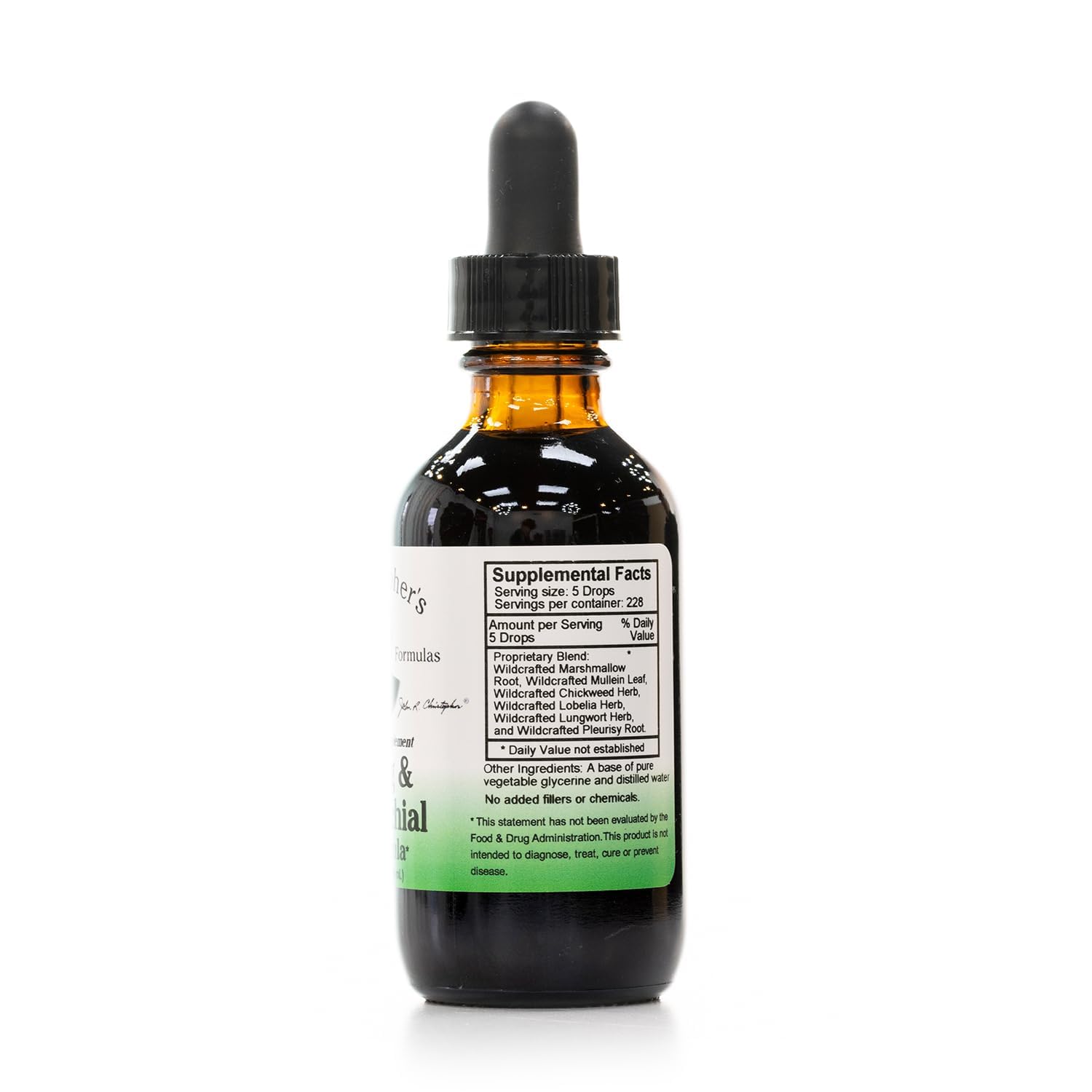 Lung and bronchial formula bottle and label