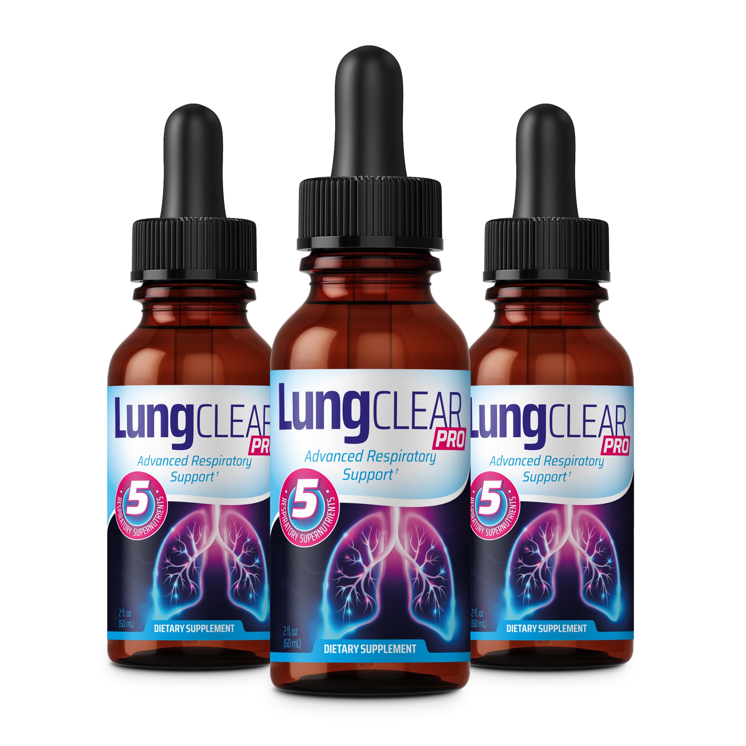 Lung Clear Pro bottle with label and 2 fl oz