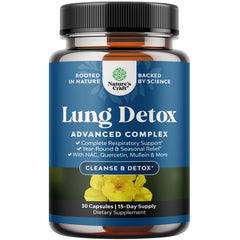 Lung Detox Mullein Capsules bottle on white background