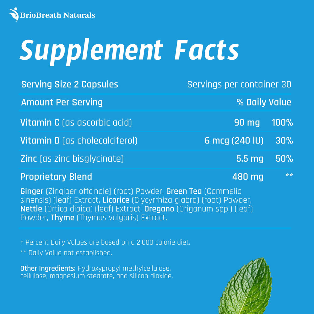 Packaging featuring natural lung support capsules