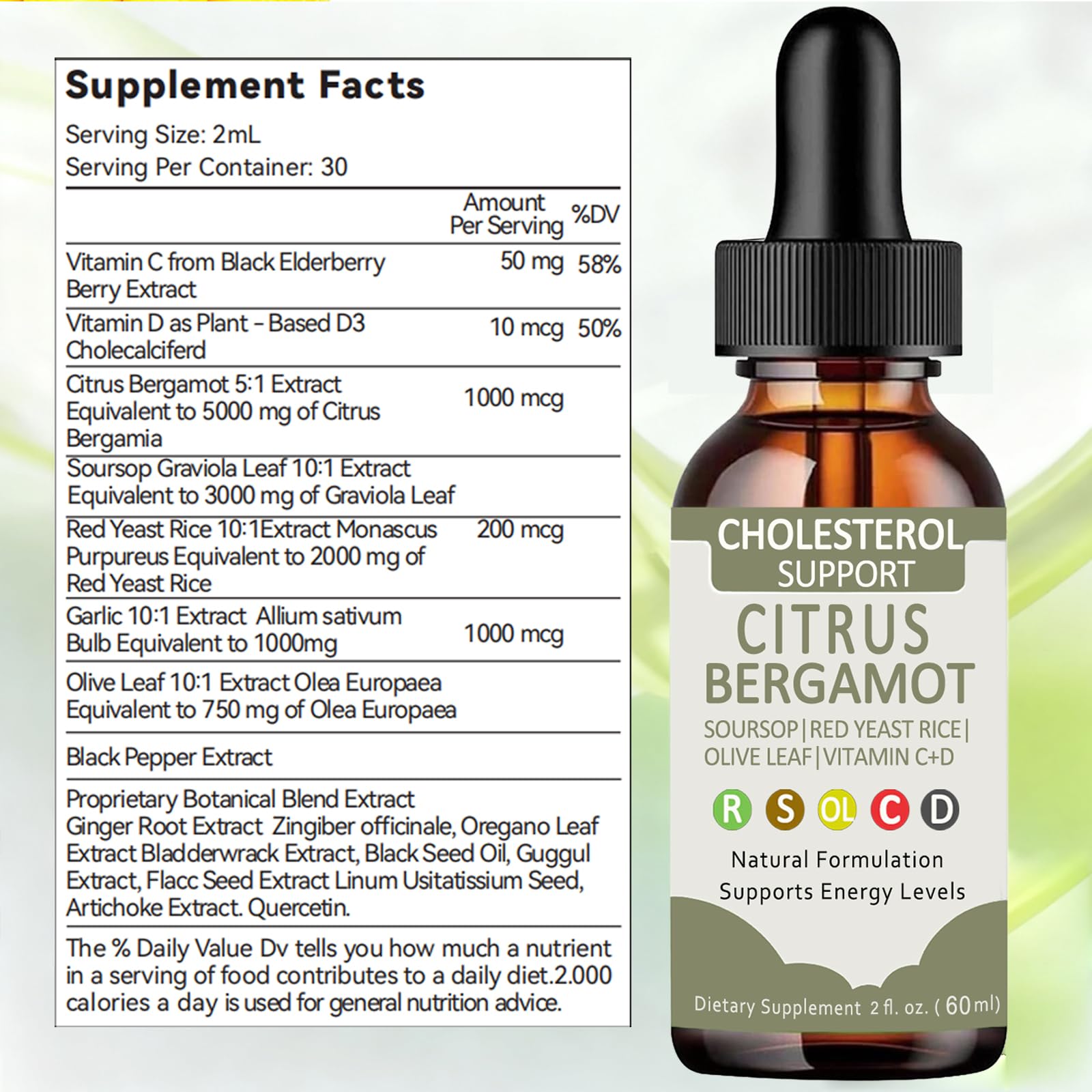Ingredients: Citrus Bergamot, Red Yeast Rice, and Olive Leaf