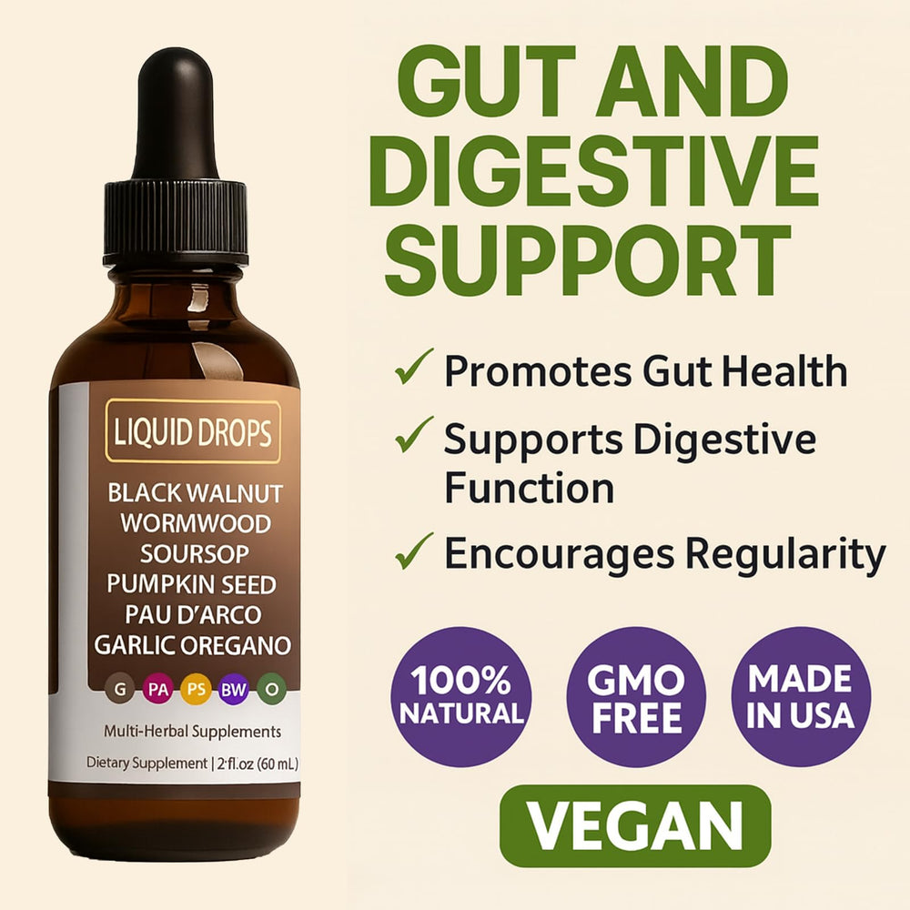 Top view of Luooin Vello Gut Cleanse Drops bottle with dropper
