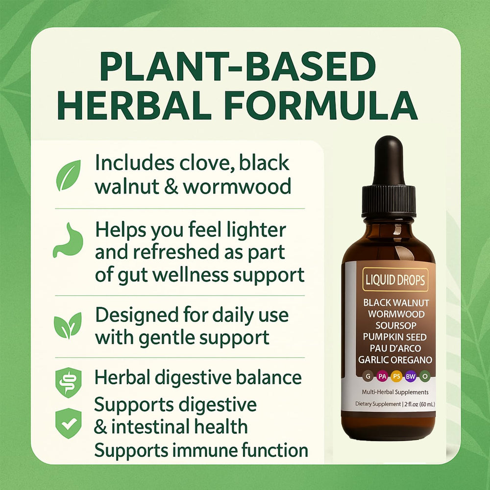 Close-up of ingredients for Luooin Vello Gut Cleanse Drops