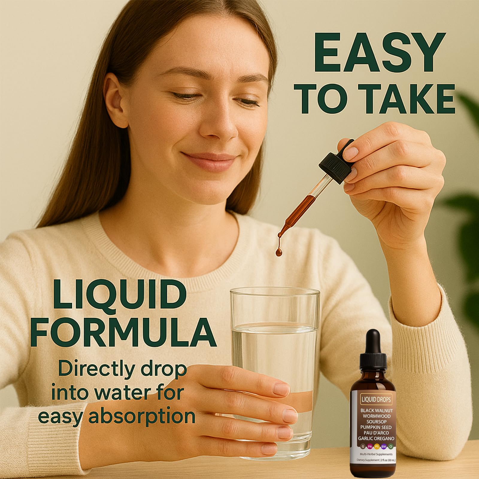 Close-up of the Luooin Vello Gut Cleanse Drops label